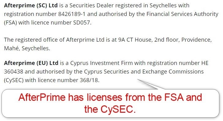 AfterPrime Regulation AfterPrime Regulation